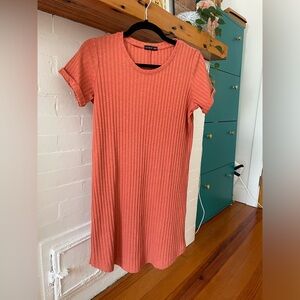 Cotton On Ribbed Short Sleeve T-Shirt Dress with Cuffed Sleeves